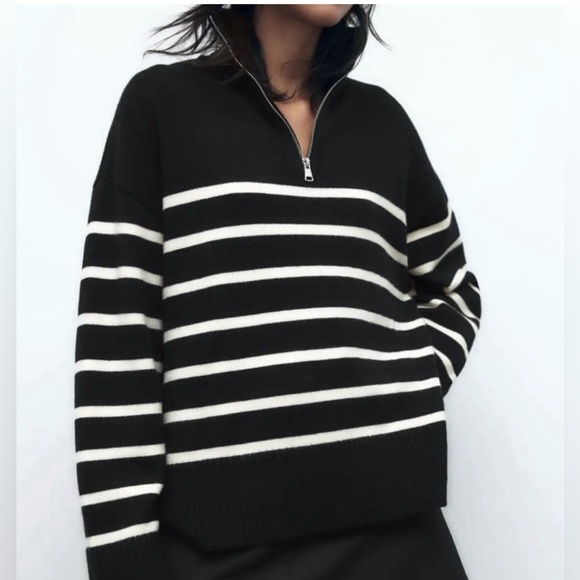 Zara Sweaters - NWOT | Zara | 1/2 Zip Striped Sweater